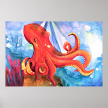 Sob o mar Octopus Poster