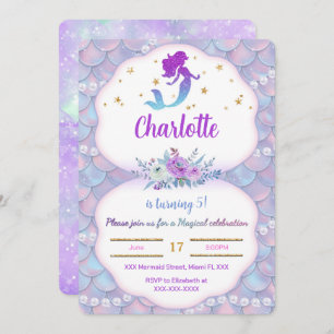 Sob o mar Sereia Convite