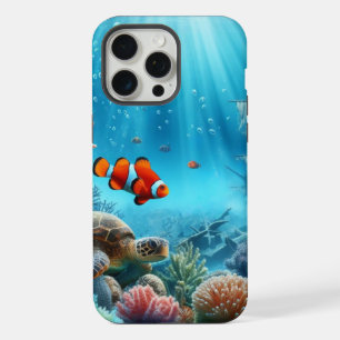 Sob o mar, tartaruga, coral, navio, palhaço