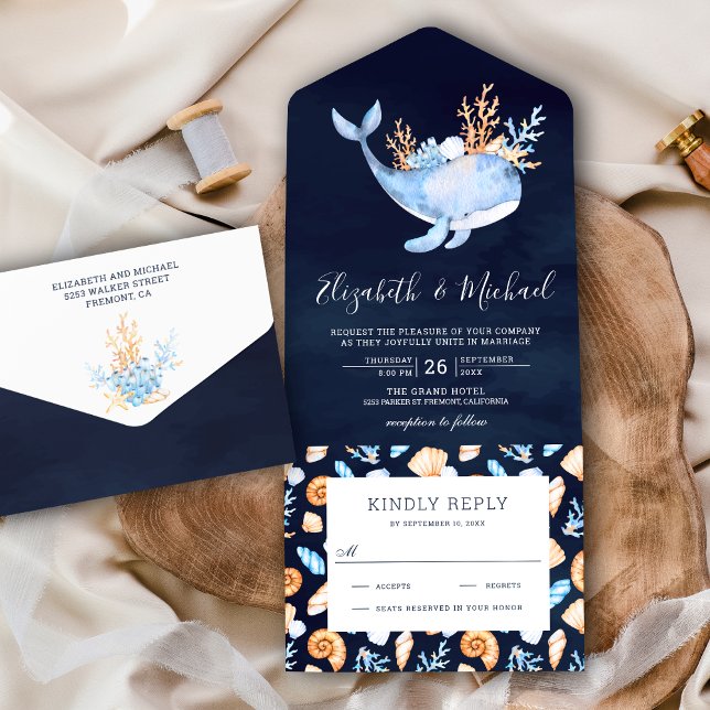 Sob o Marinho de baleia Casamento Náutico Azul (Criador carregado)