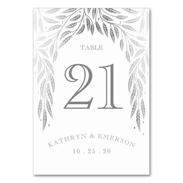 Sob os Cartões de Mesa Willows Faux Silver (Frente)