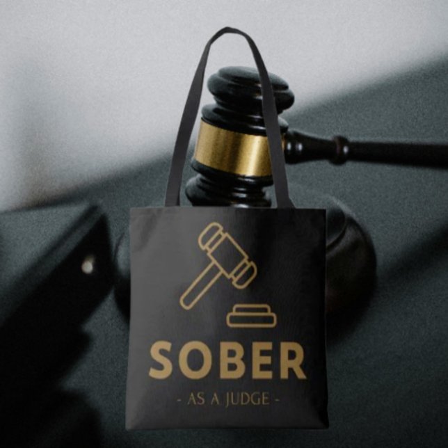 Sober Como Juiz - Dourado Gavel Tote Bag (Criador carregado)