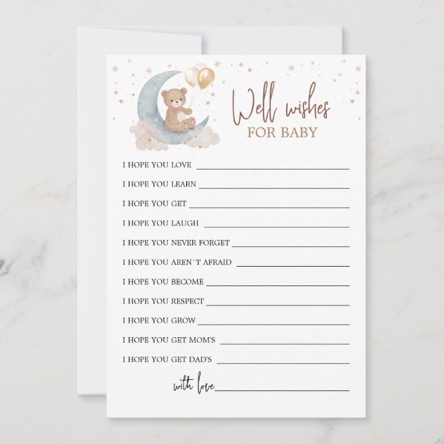 Sobre a Lua Bem Deseja o Cartão do Bebê (Frente)