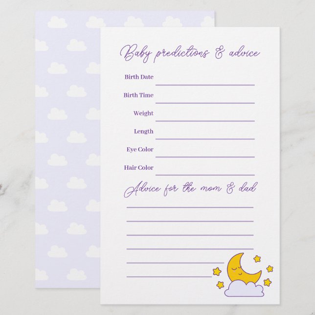 Sobre a Lua e o Jogo de Adivinhação do Chá de fral (Frente/Verso)