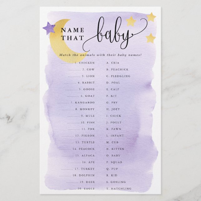 Sobre Lua Correspondência Animal Papel Jogo Cartão (Frente)