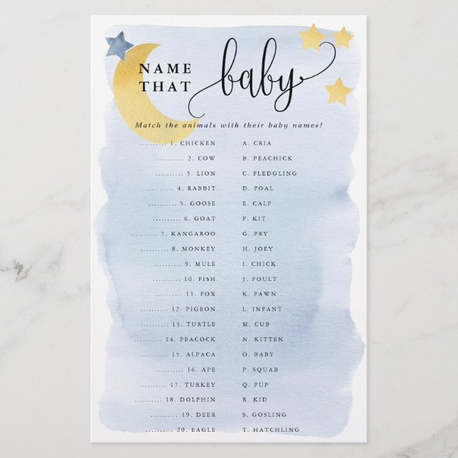 Sobre Lua Correspondência Animal Papel Jogo Cartão (Frente)