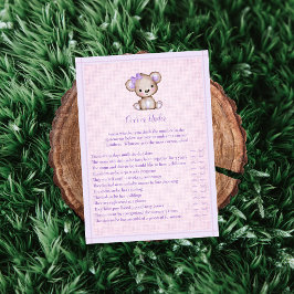 Sobre ou Sob Cartão de Jogo de Urso Roxo