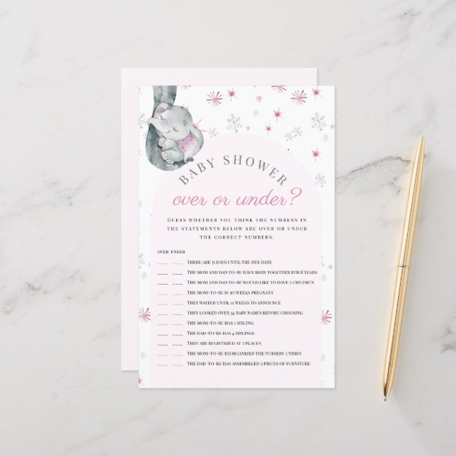 Sobre Ou Sob O Jogo De Chá de fraldas Rosa Elefant (Frente/Verso In Situ)