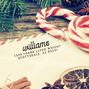 Sobrenome de Script de Carimbo de Endereço de Reto