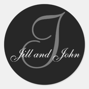 Sobrenome inicial I mais nomes autocolante preto