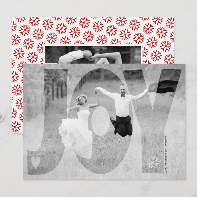 Sobrepor alegria recém-casados cartão com fotos ve (Frente/Verso)