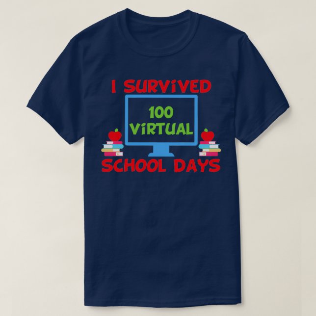 Sobrevivi a 100 dias de escola virtual Camisa clás (Frente do Design)
