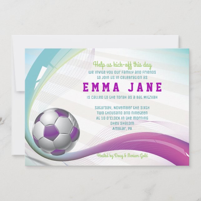 SOCCER GIRL Bar Mitzvah Convite (Frente)