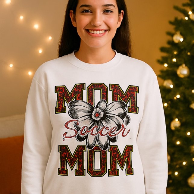 Soccer Mãe Leopard Imprima T-Shirt com Arco e Flor (Criador carregado)