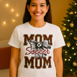 Soccer Mãe Leopard Imprima T-Shirt com Arco e Flor