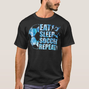 Soccer T Camisa Comer Soccer Repetir Jovens