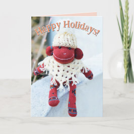 Sock Monkey - Cartão de Natal Americano Nativo
