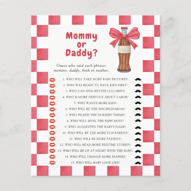 Soda baby shower Mommy or daddy game (Frente)