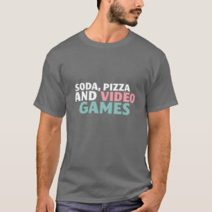 Soda, pizza e camisa engraçada do video games par