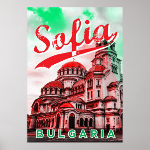 Sofia, Bulgária, poster vintage