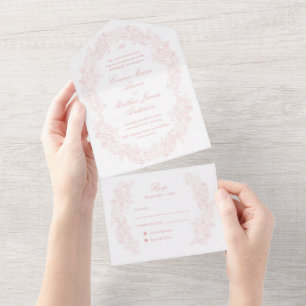 Sofisticado Script Clássico Blush Rosa Casamento