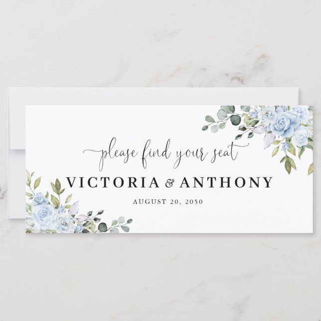 Soft Blue Botanical Wedding Head Table Sign (Frente)