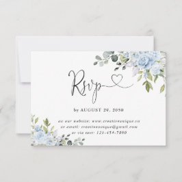 Soft Blue Botanical Wedding Online RSVP Card