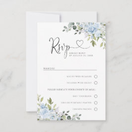 Soft Blue Botanical Wedding With Meal Choice RSVP 