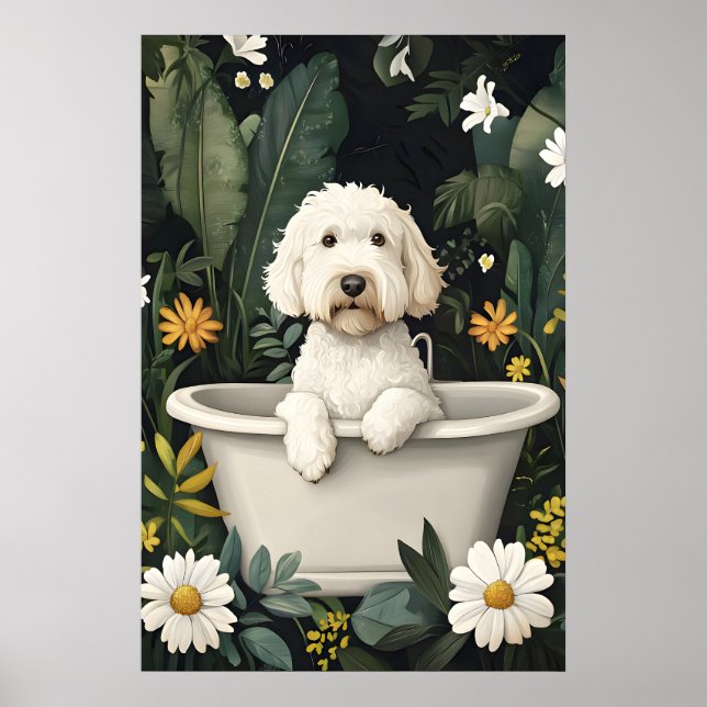Soft Coated Wheaten Terrier In Bathtub Poster (Frente)