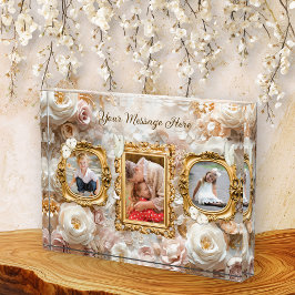 Soft Gold Baroque Floral Photo Frames Collage