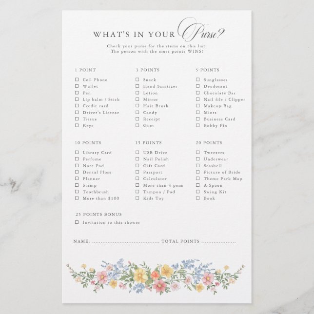 Soft Pastel Ornate Spring Chic Bridal Shower Game (Frente)