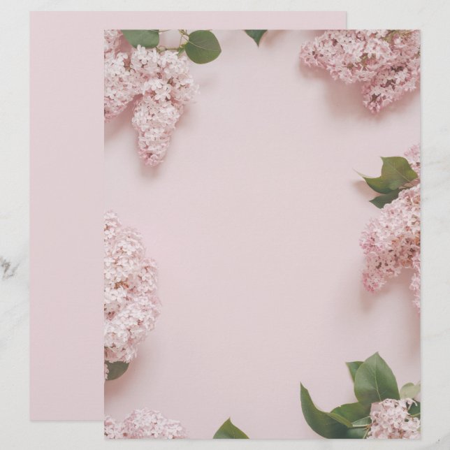 Soft pastel Pink lilacs scrapbook paper (Frente/Verso)