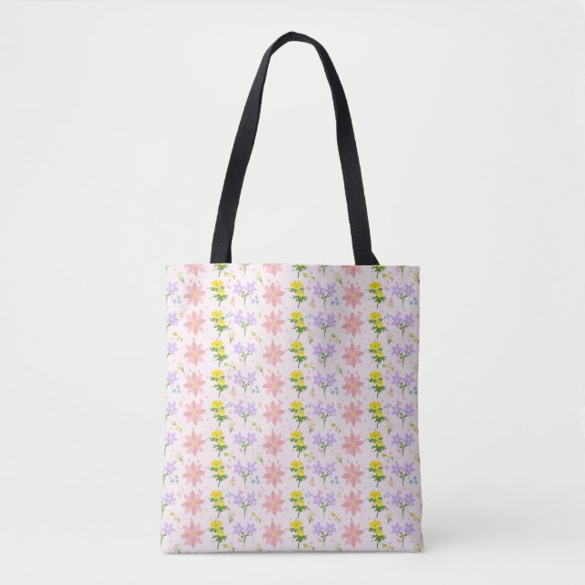  ​Soft Pastel Wildflower Pattern Tote Bag (Frente)