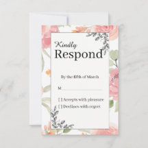 Soft Peach Spring Garden Wedding RSVP