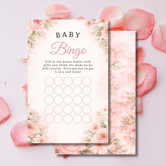 Soft Pink Floral Baby Bingo Shower Game (Criador carregado)