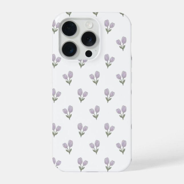 Soft Purple Tulip Pattern Minimal Aesthetic Phone  (Verso)