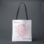 Soft Soul Deep Feeling Personalized Tote Bag<br><div class="desc">Carry your gentle spirit with this Soft Soul aesthetic tote bag, featuring a radiant line art heart surrounded by delicate doodle lines, stars, and sparkles on a soft peach watercolor spot. Perfect for gentle souls, minimalism lovers, and anyone who embraces deep feelings, this heartfelt design adds a subtle, elegant touch...</div>