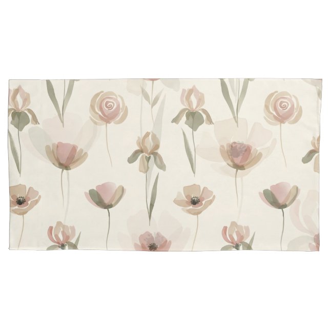 Soft Watercolor Floral King Pillowcase Pair (Frente-Esquerda)