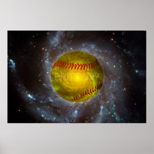 Softball customizável no poster galáctico do