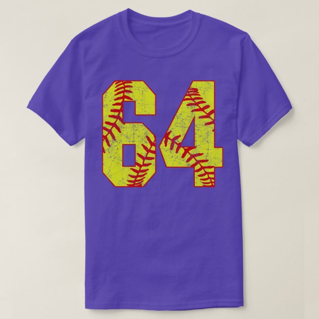 Softball Número 64 64 Camisa de Softball Jer (Frente do Design)
