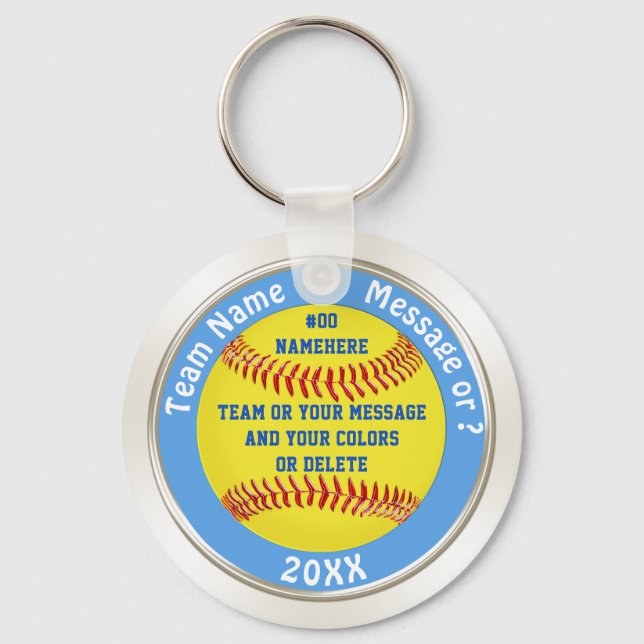 Softball personalizado Chaveiro seu TEXTO, CORES (Frente)