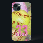 Softball personalizado da moça<br><div class="desc">Capas de iphone de softball feminino com softball rosa e amarelo brilhante e número e nome personalizáveis de jersey por katz_d_zynes :: também disponível para outros modelos iPhone, bem como dispositivos iPad e Samsung ... para outros dispositivos, selecione seu tipo de dispositivo na seção "Opções de estilo" nesta página ......</div>