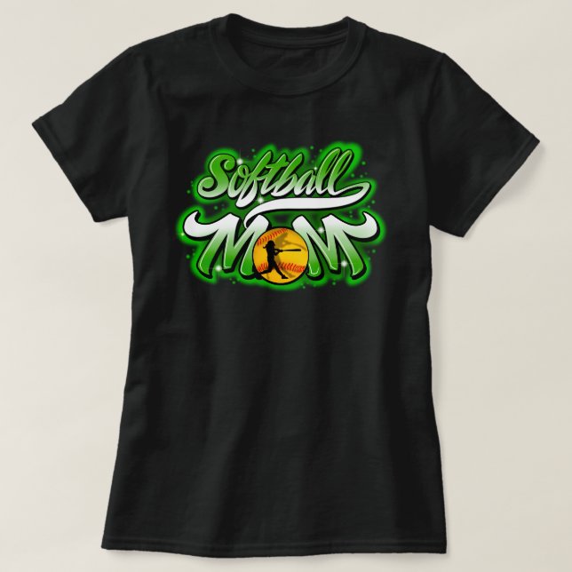 Softball -verde- t-shirt da mãe (Frente do Design)
