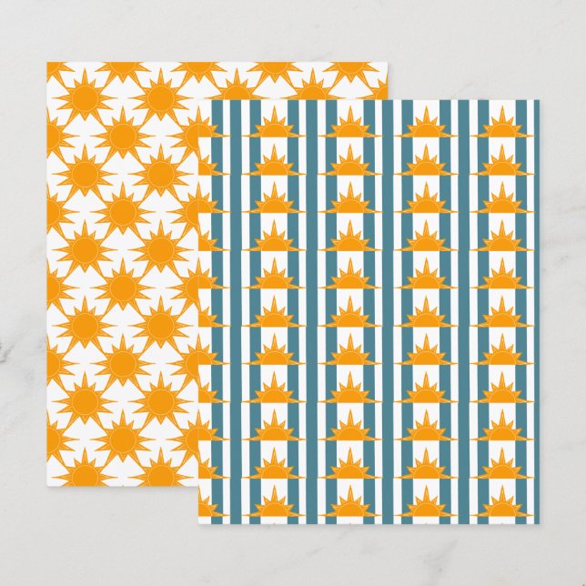 Sol amarelo alaranjado em papel de raspagem de lis (Frente/Verso)