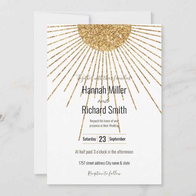 Sol brilhante Dourado e Branco moderno (Frente)