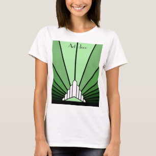 Sol de arte deco em T-Shirt verde