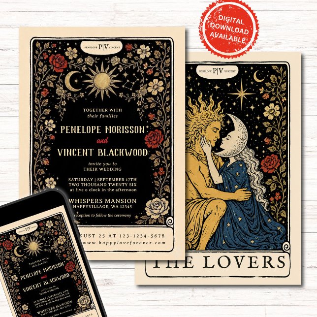 Sol e Lua | Convite de Casamento Tarot (Criador carregado)