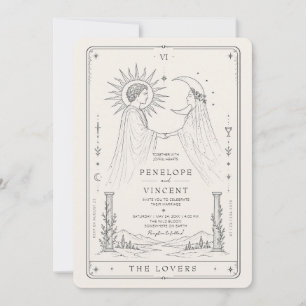 Sol e Lua Convite de Casamento Tarot em Arte Lin
