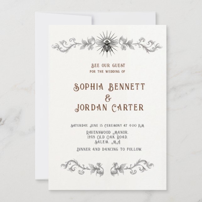 Sol e Tonelada de Convite para Casamentos vintage (Frente)