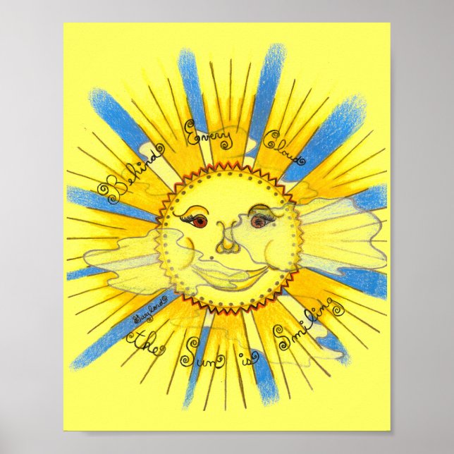 Sol em nuvens - impressão de 8" x 10" (Frente)